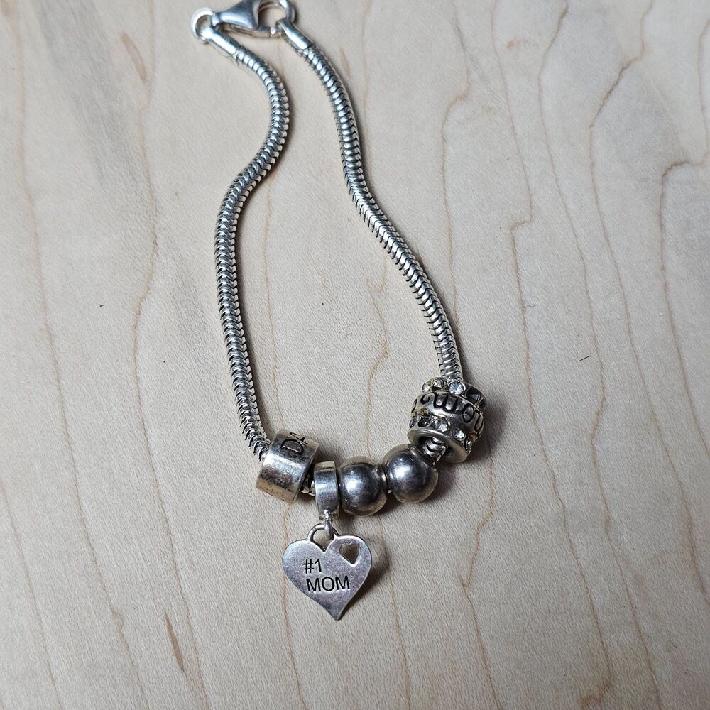 925 Sterling Silver Charm Bracelet Mom Theme Italy Chain Thai Charms IBB Gift